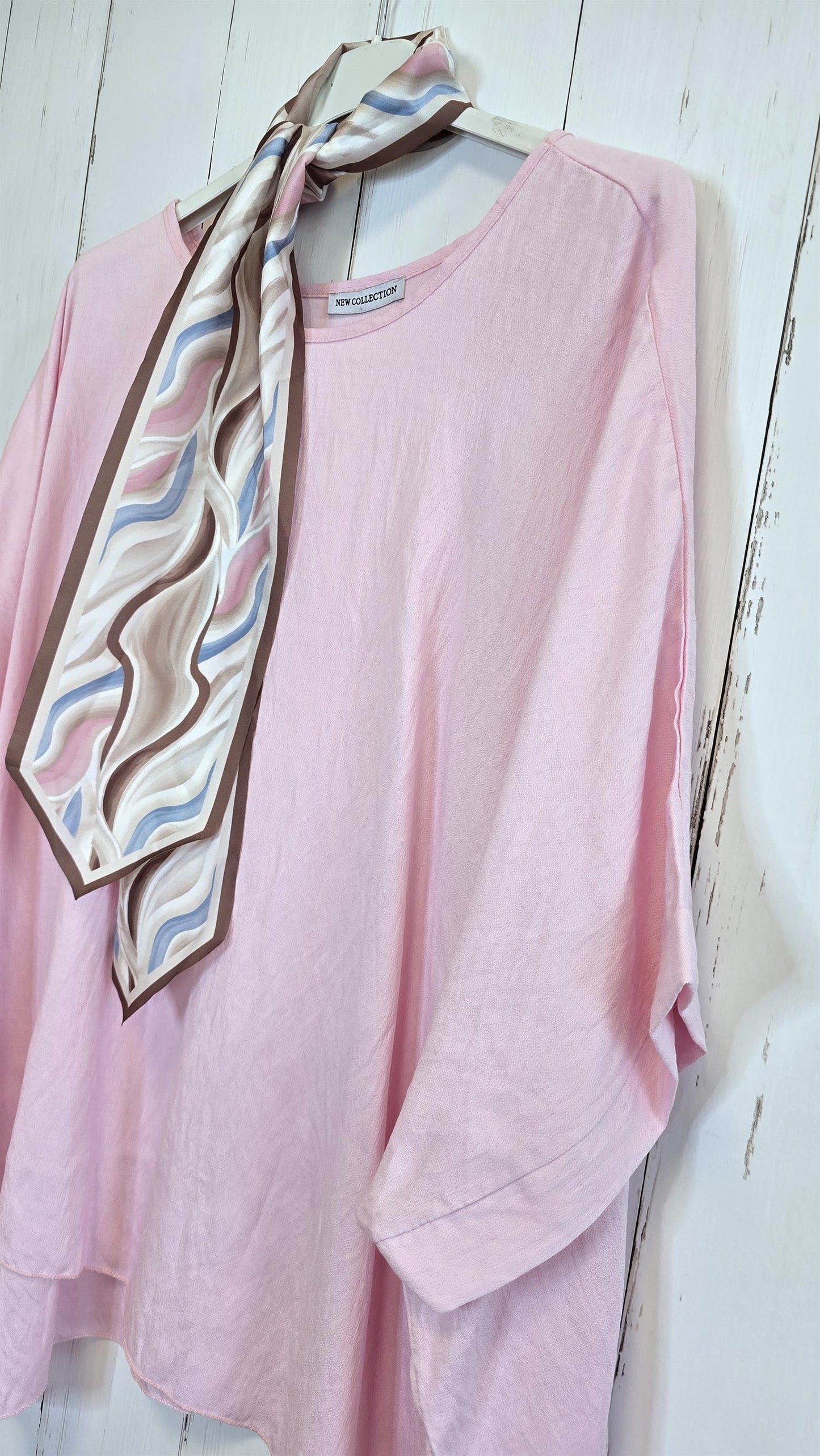 Poncho topp med skjerf rosa