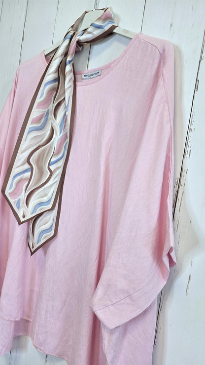 Poncho topp med skjerf rosa