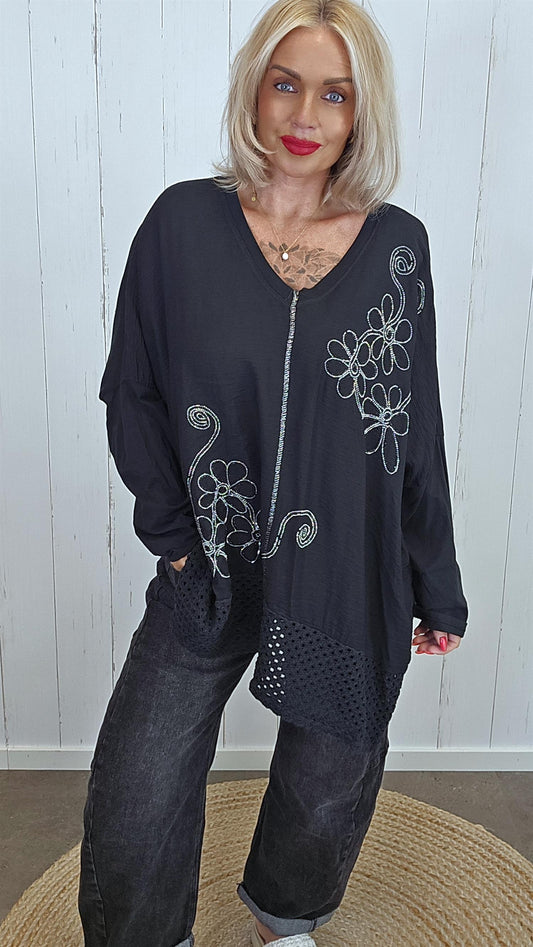 Giselle baggy topp svart