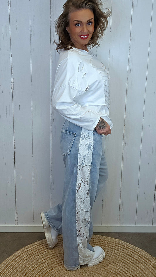 Sally jeans med blonder