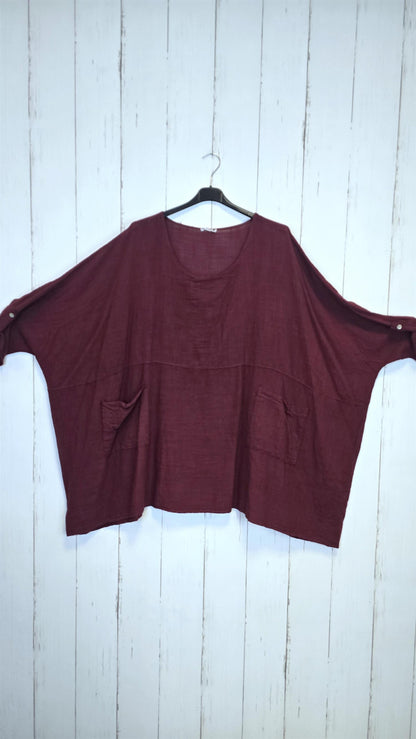 Melissa baggy topp burgunder