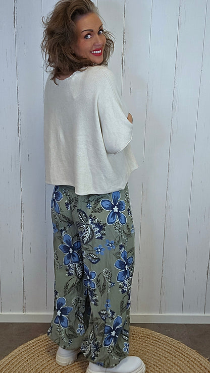 Henriette bukse med print kaki