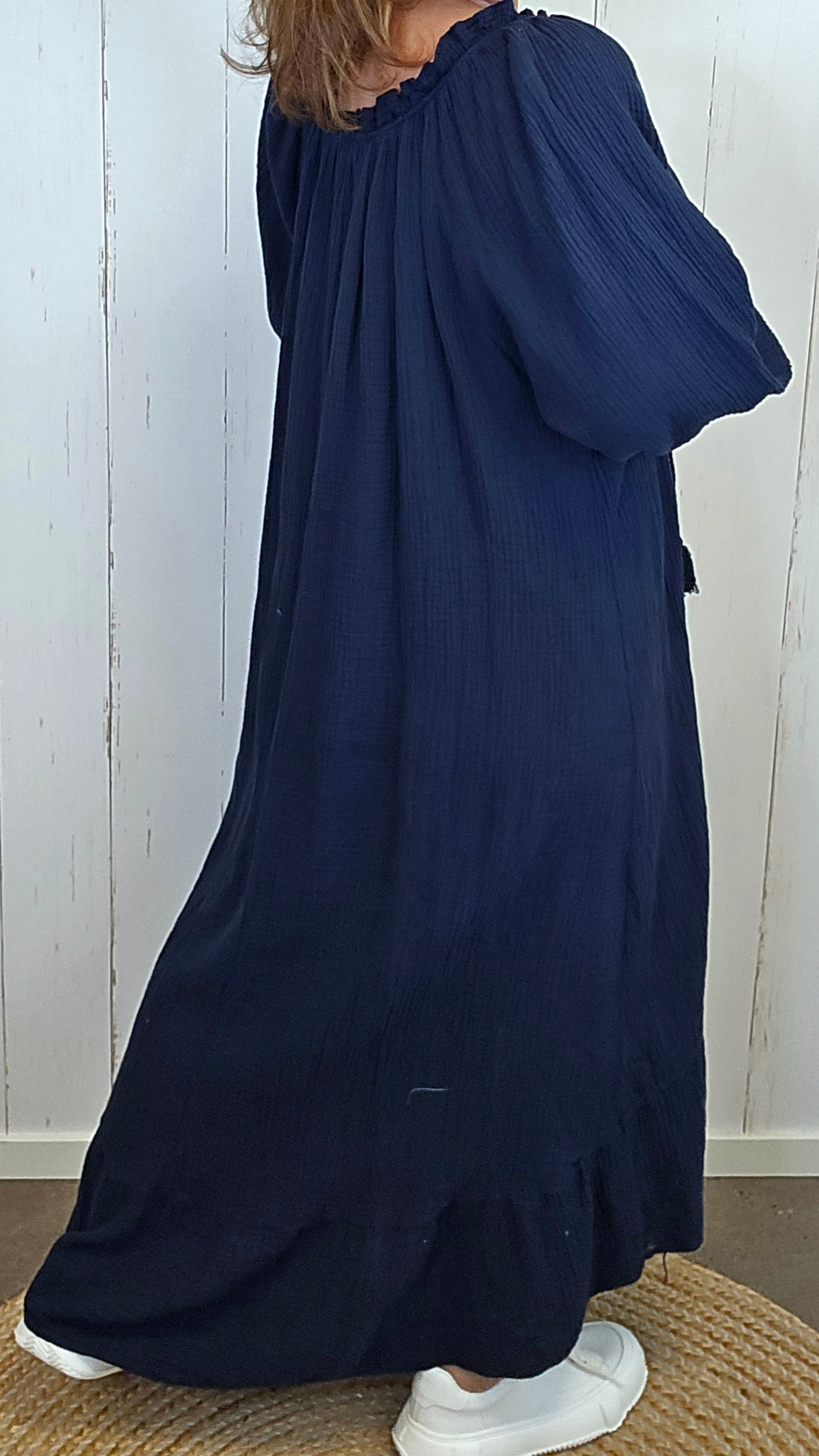Nora vaffelkjole Navy