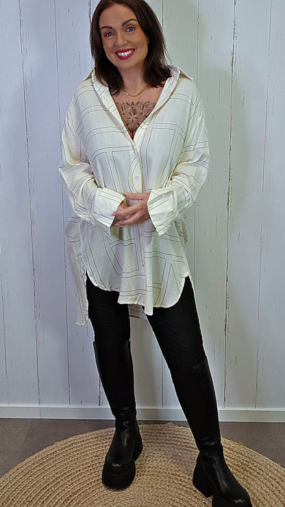 Ella rutet skjorte creme