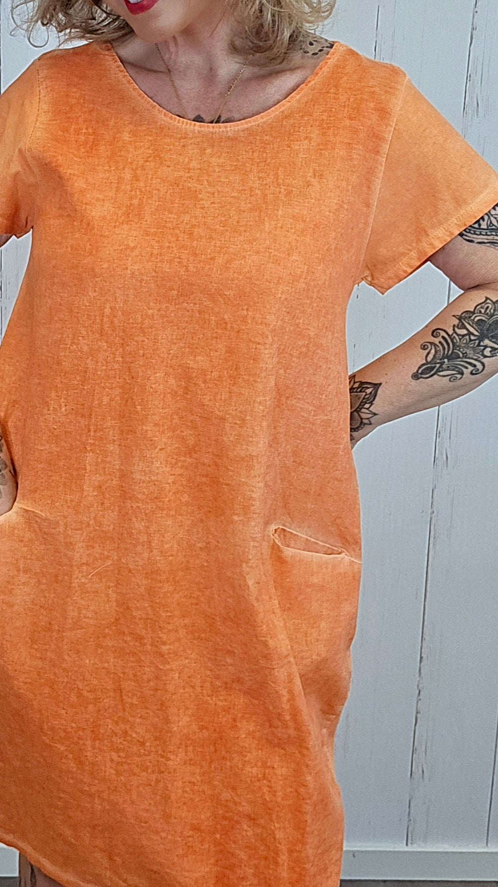 Beate bomullskjole orange