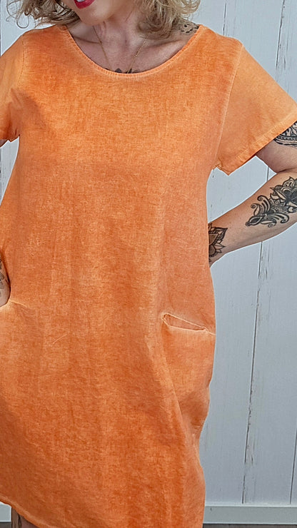 Beate bomullskjole orange