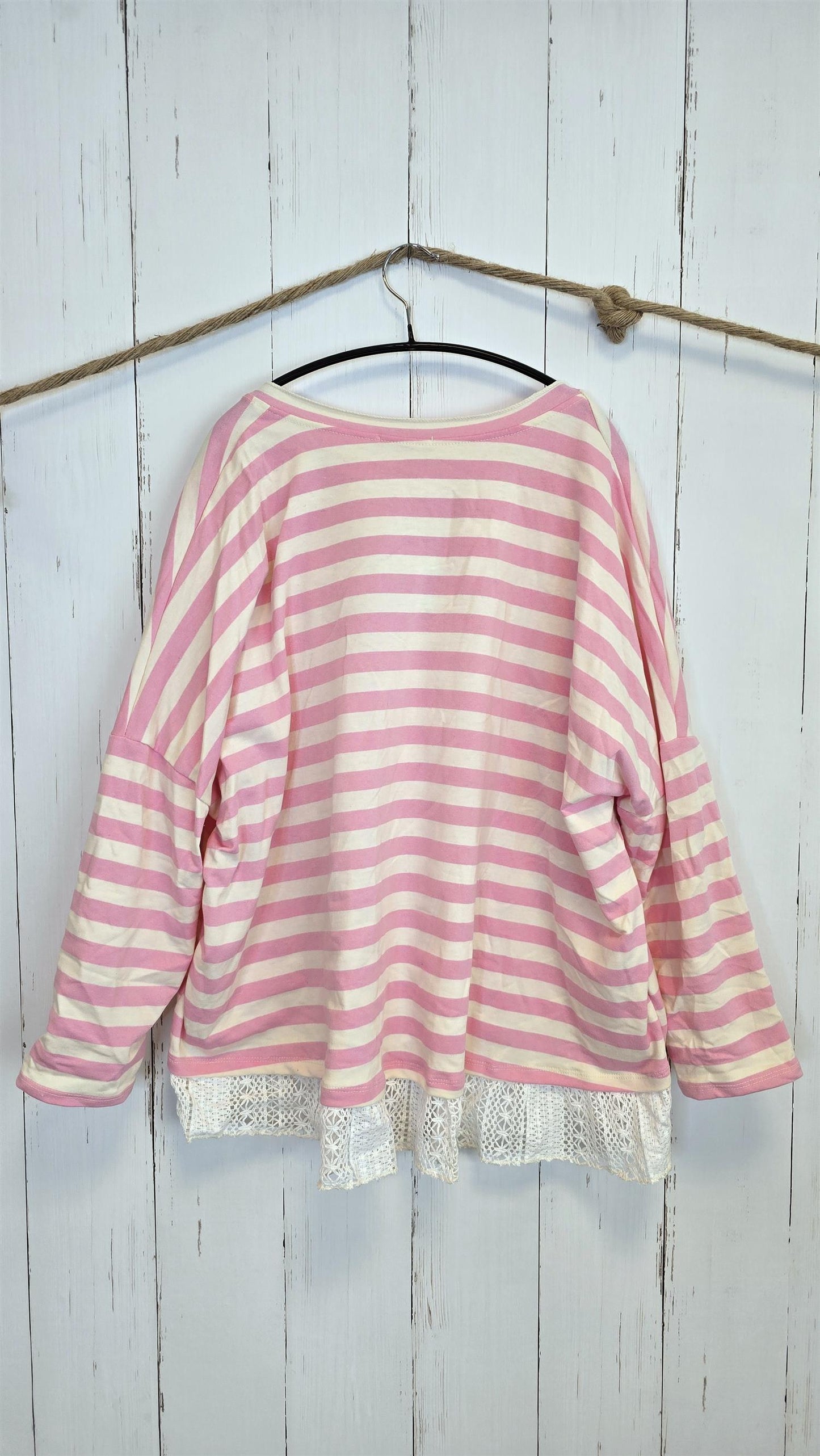 Cecilie stripet topp rosa
