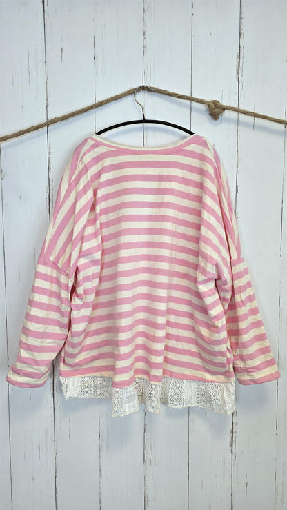 Cecilie stripet topp rosa