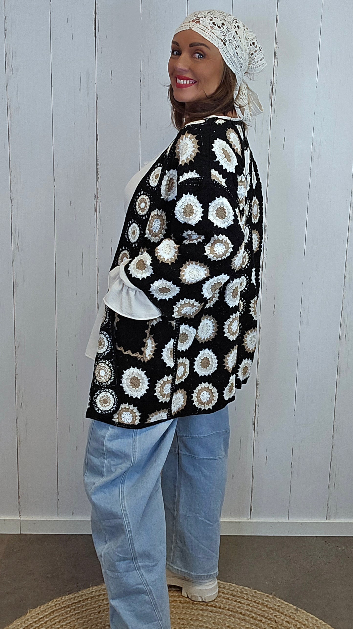 Cassandra crochet jakke svart