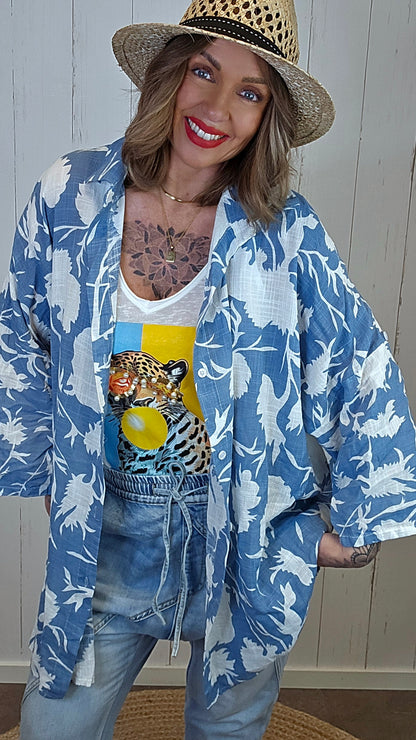 Amalia lang skjorte blå