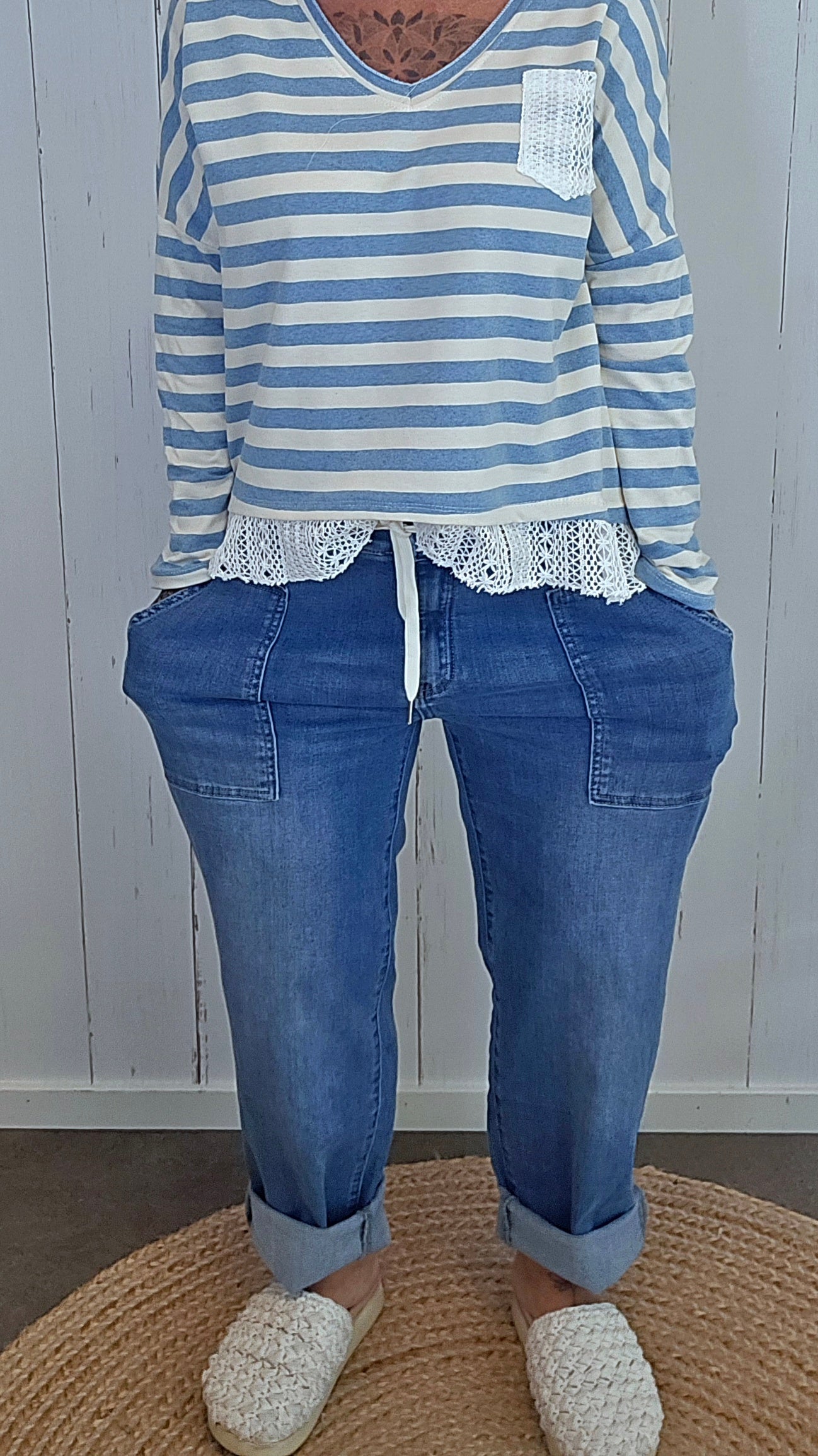 Bella Jeans med Strikk og knyting