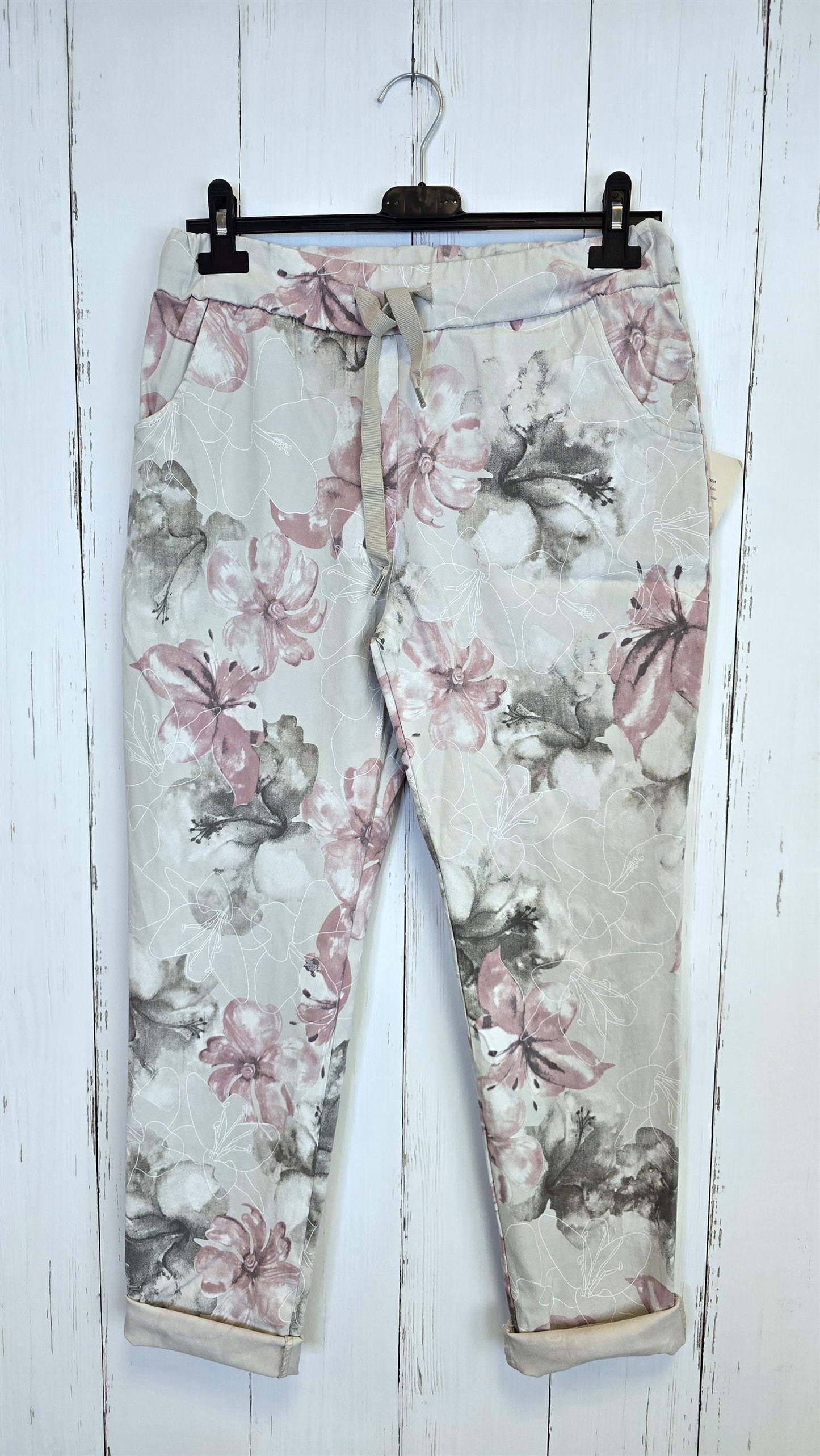 Camilla blomsterbukse beige