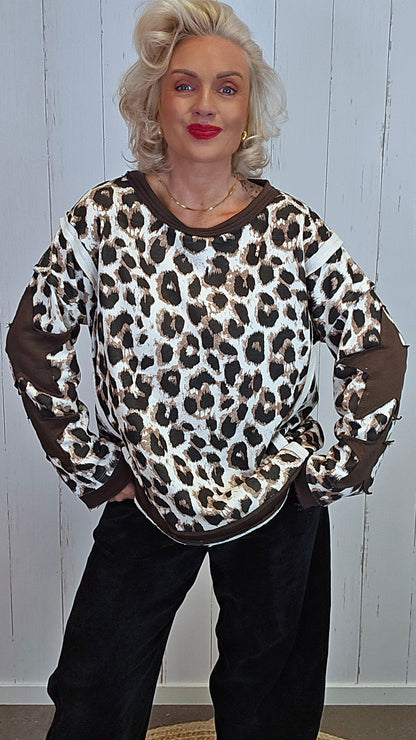 Cleo leopardgenser med stjerne creme