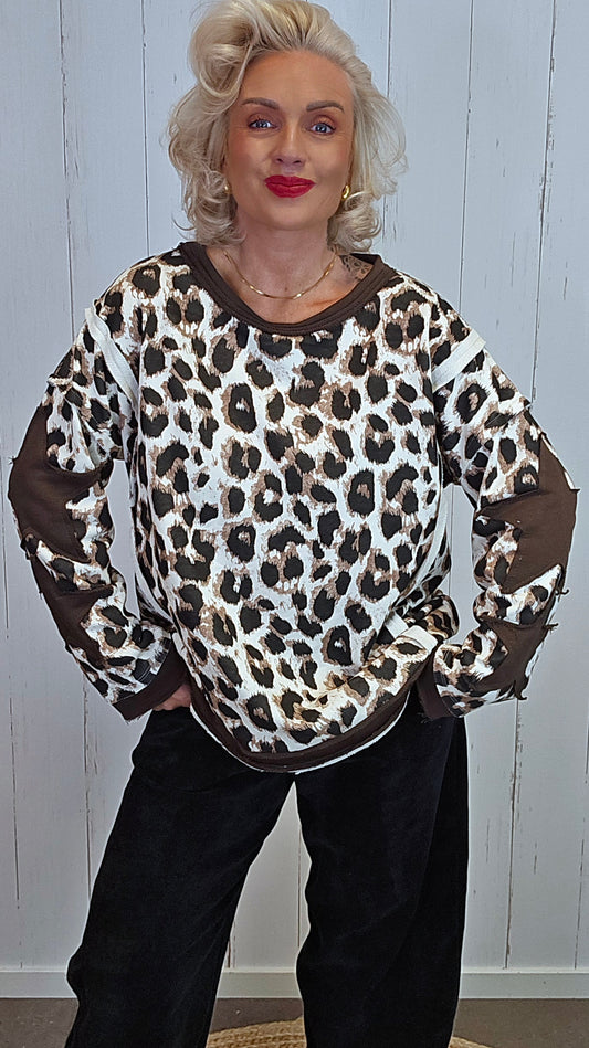 Cleo leopardgenser med stjerne creme