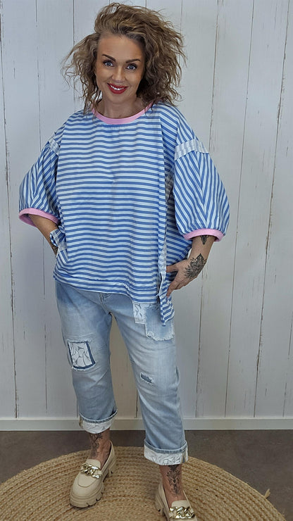 Sofie stripet topp blå