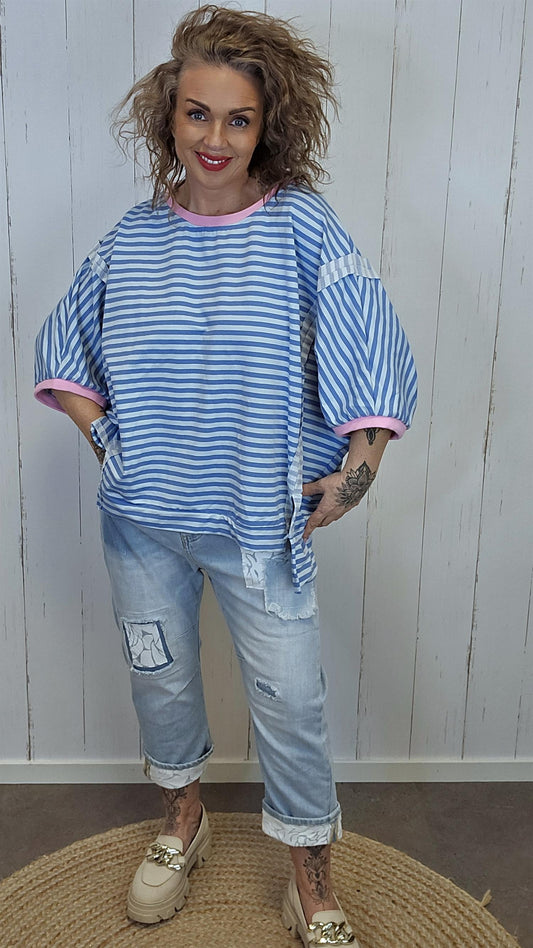 Sofie stripet topp blå