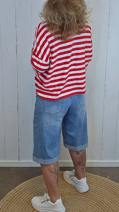 Denim shorts med oppbrett