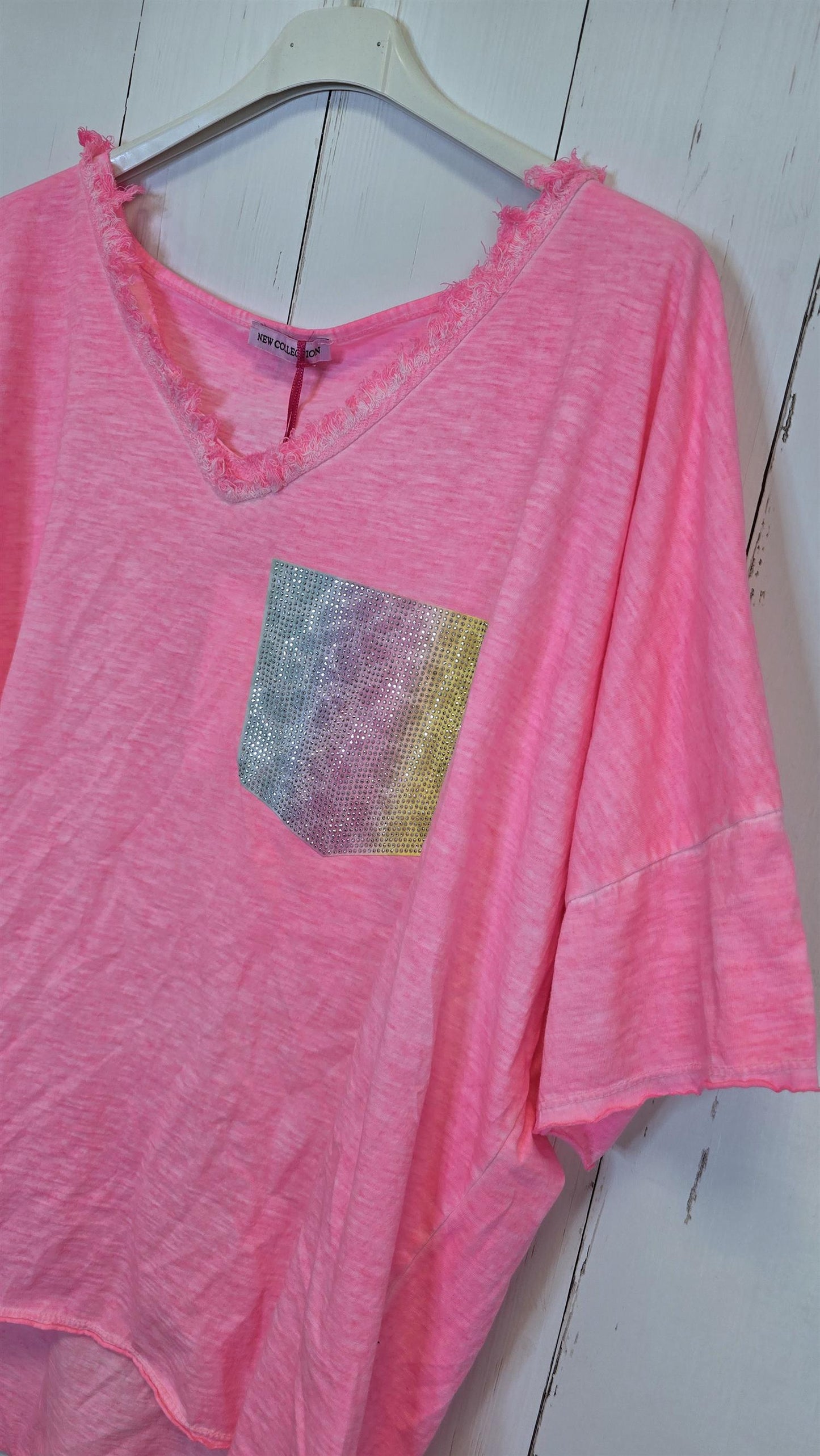 Carla shimmer topp rosa