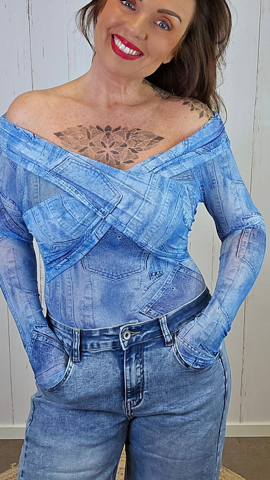 Dena Denimlook Topp