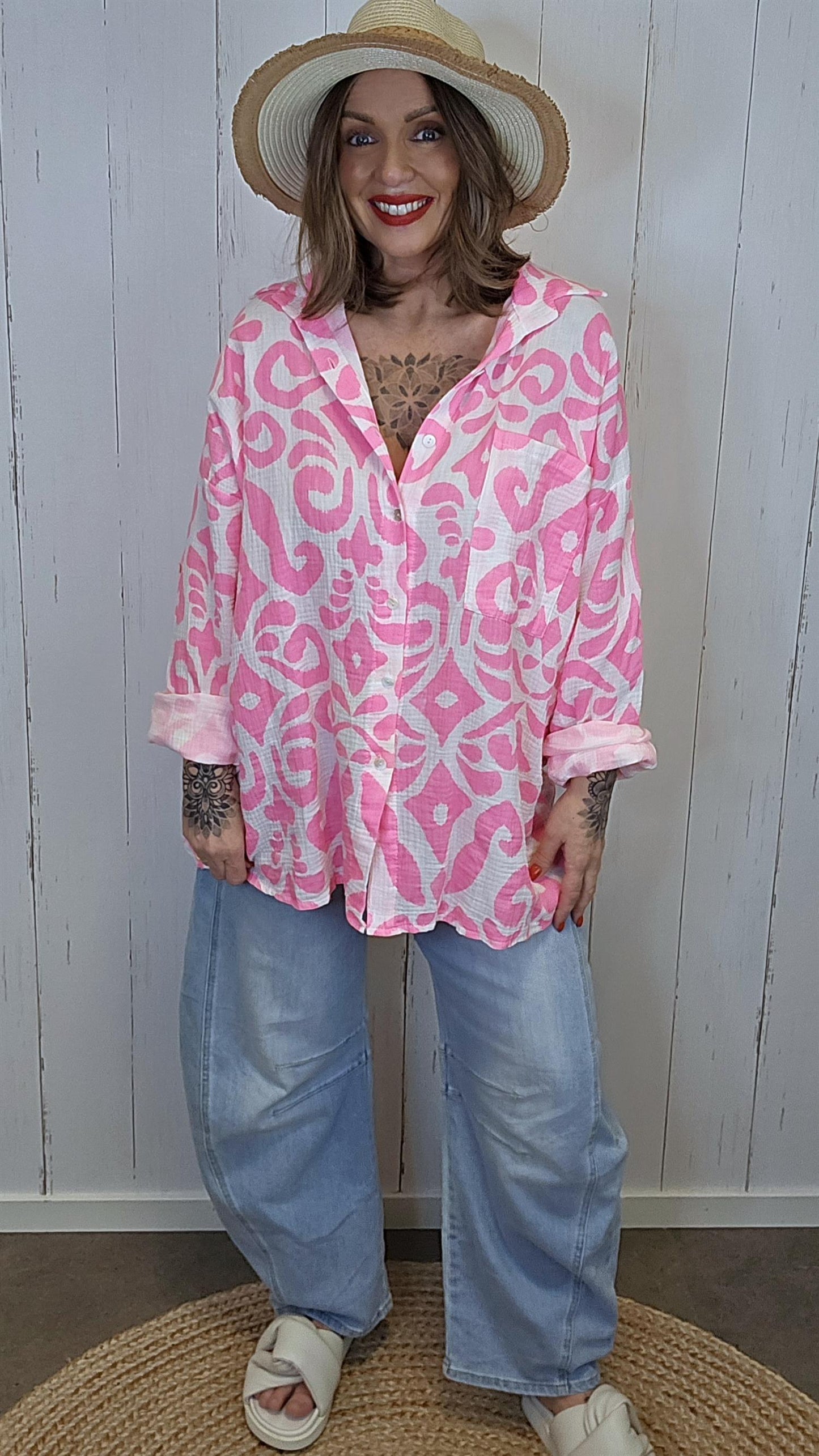 Hedda vaffelskjorte rosa