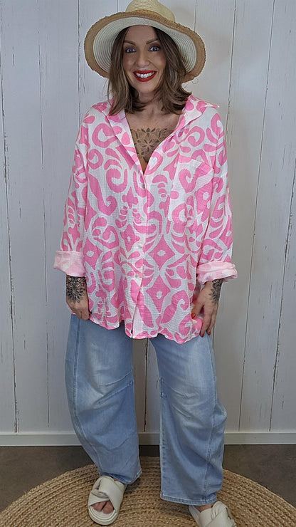 Hedda vaffelskjorte rosa