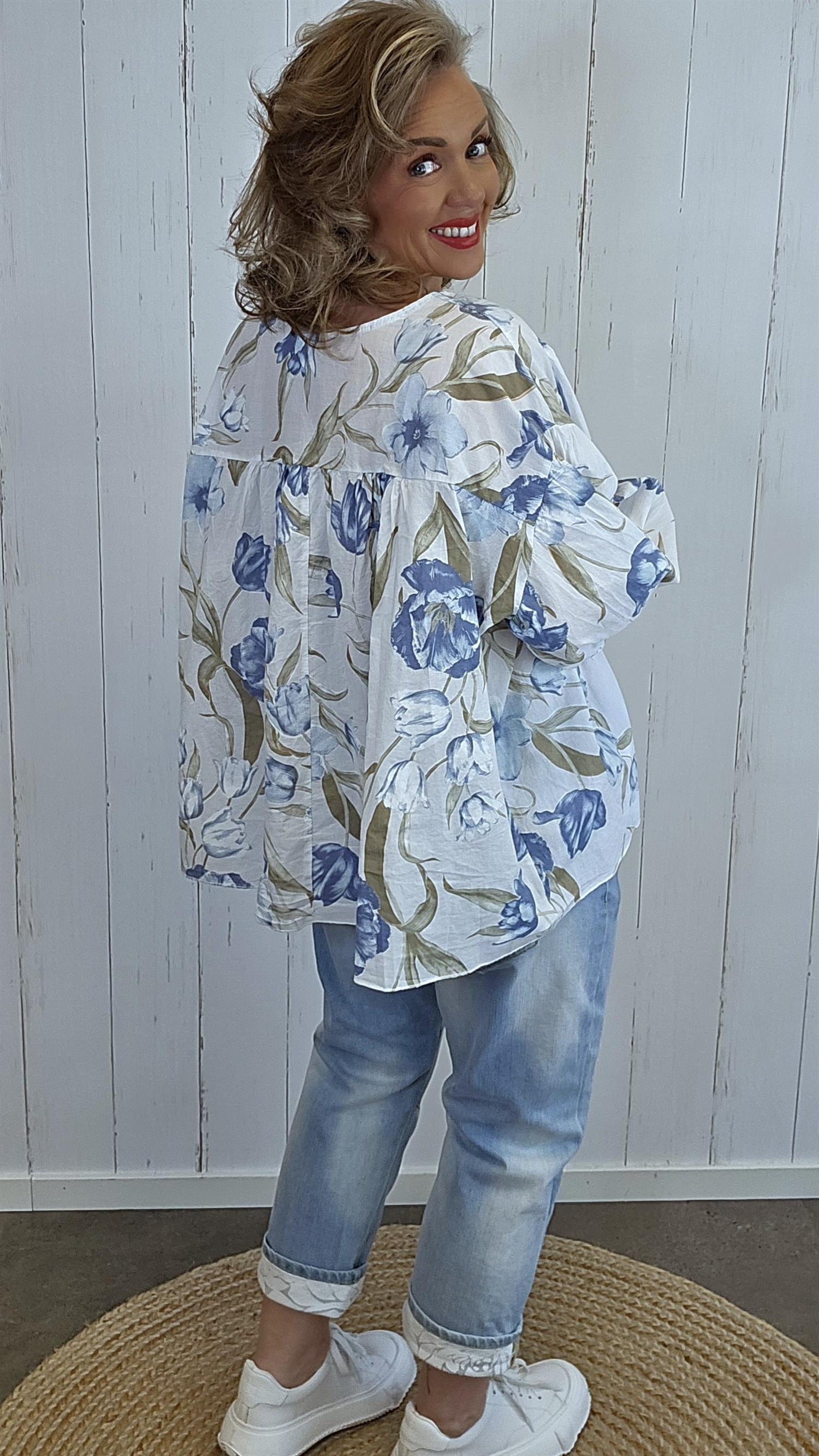 Vanessa bluse blomster blå