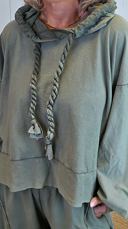 Sam lounge-sett med hettegenser bukse kaki