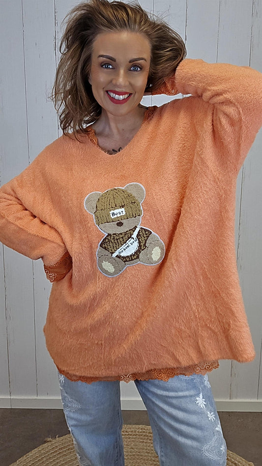 Bodil teddystrikk oransje