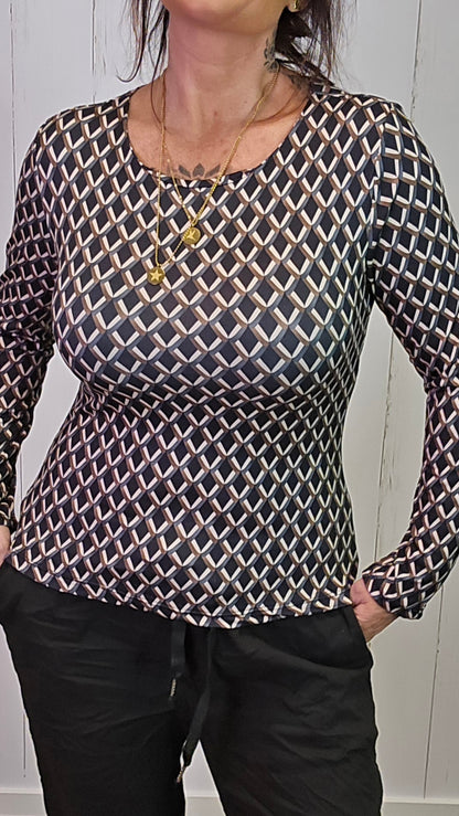 Runa mønstrete topp svart