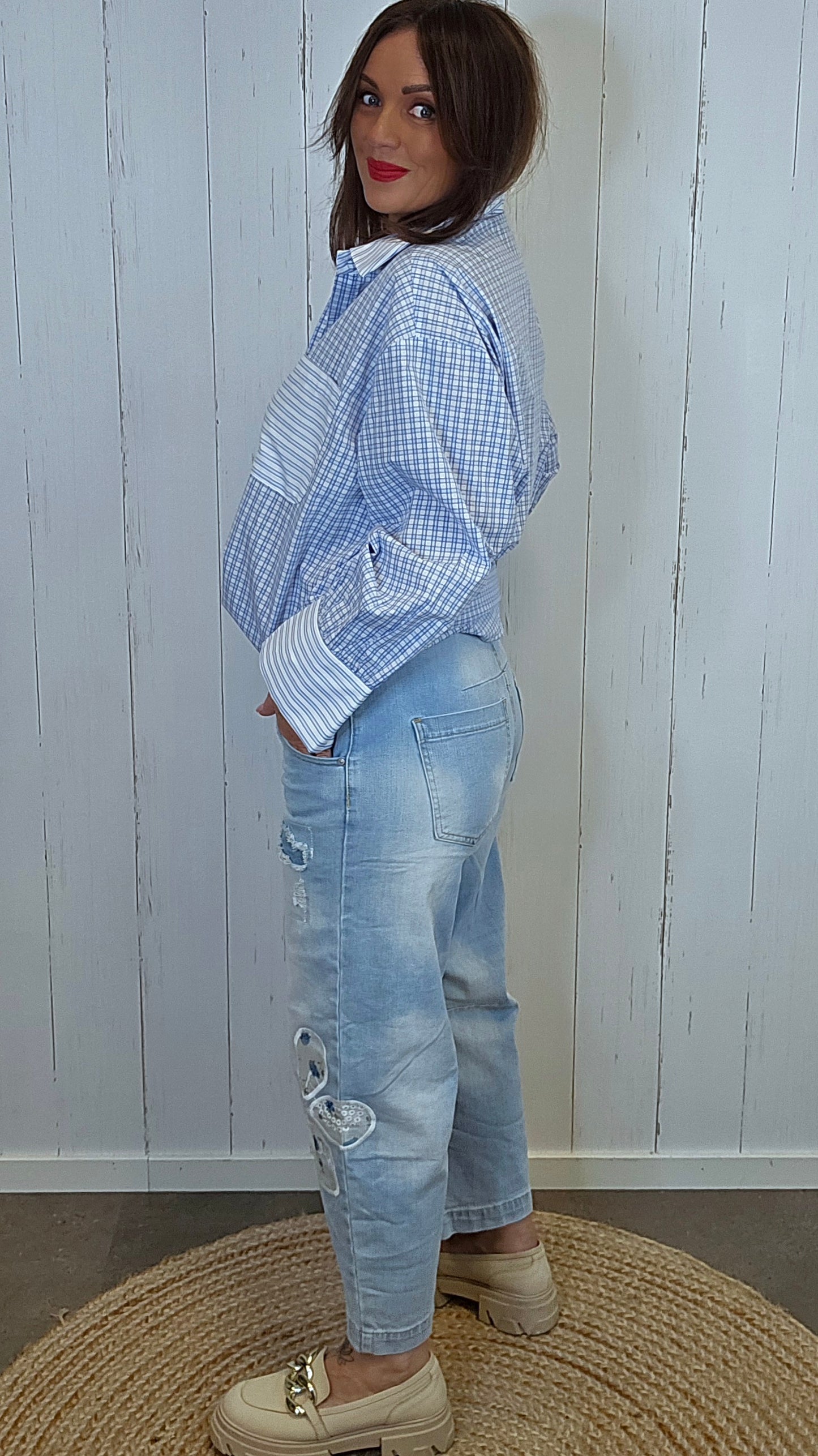 Cindy jeans med blomst