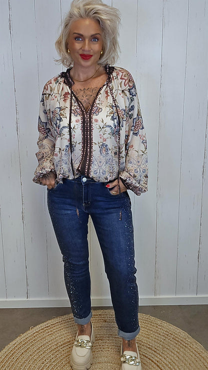 Nora bluse med print