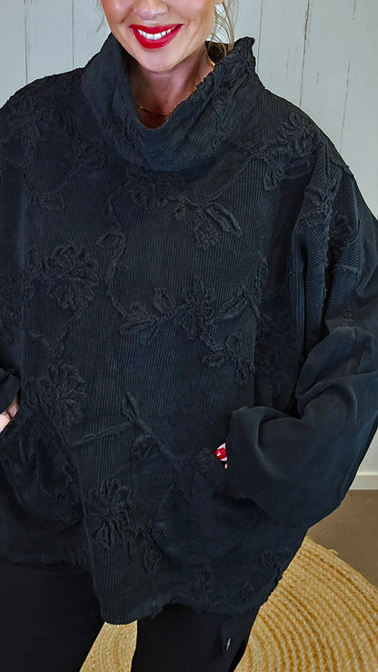 Gia oversized tunikatopp i minikord med broderier