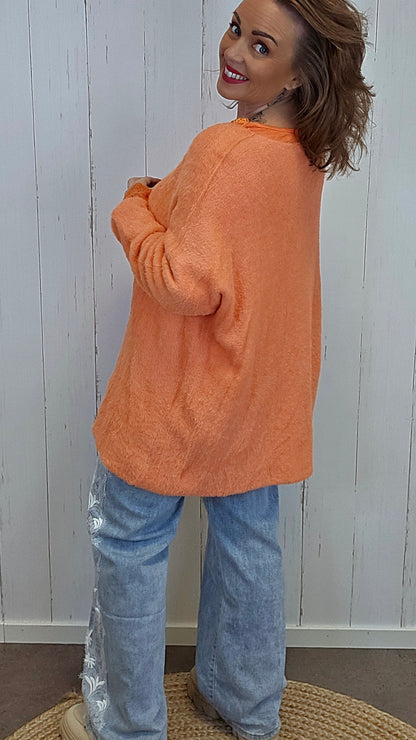 Bodil teddystrikk oransje