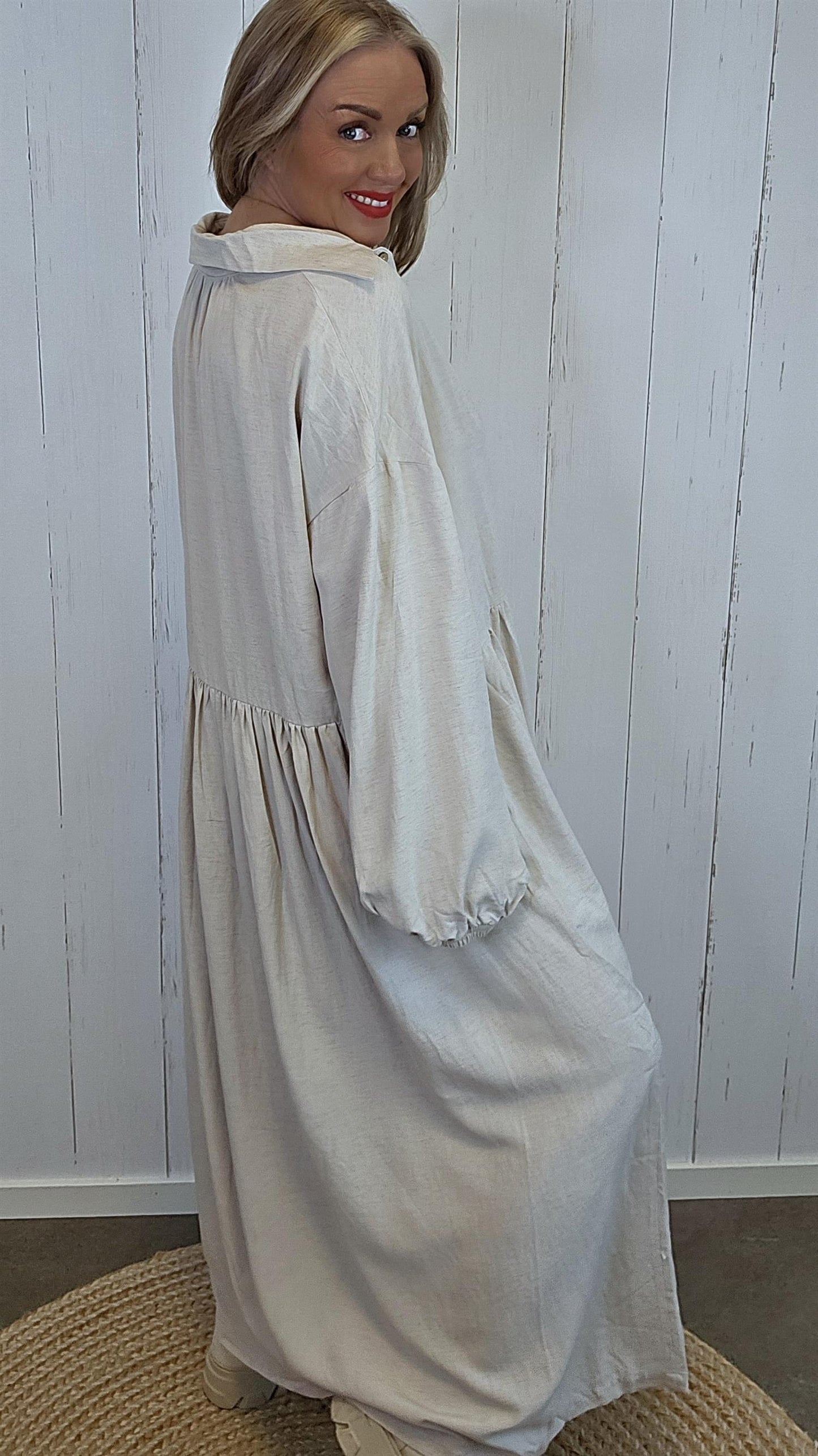 Selina skjortekjole beige