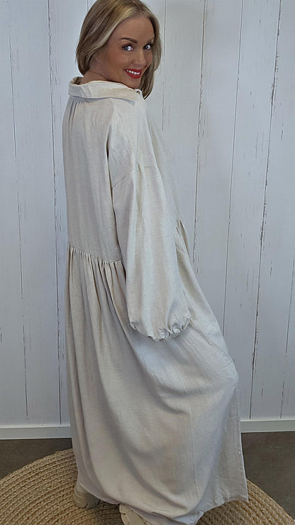 Selina skjortekjole beige