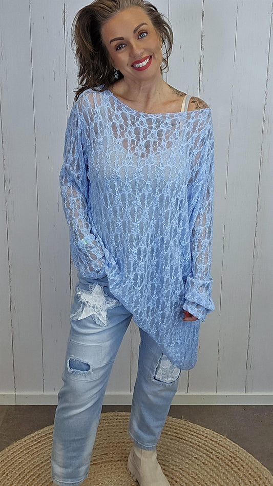 Oline blondetopp lys blå