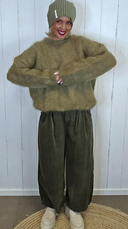 Fiffy mohair genser kaki