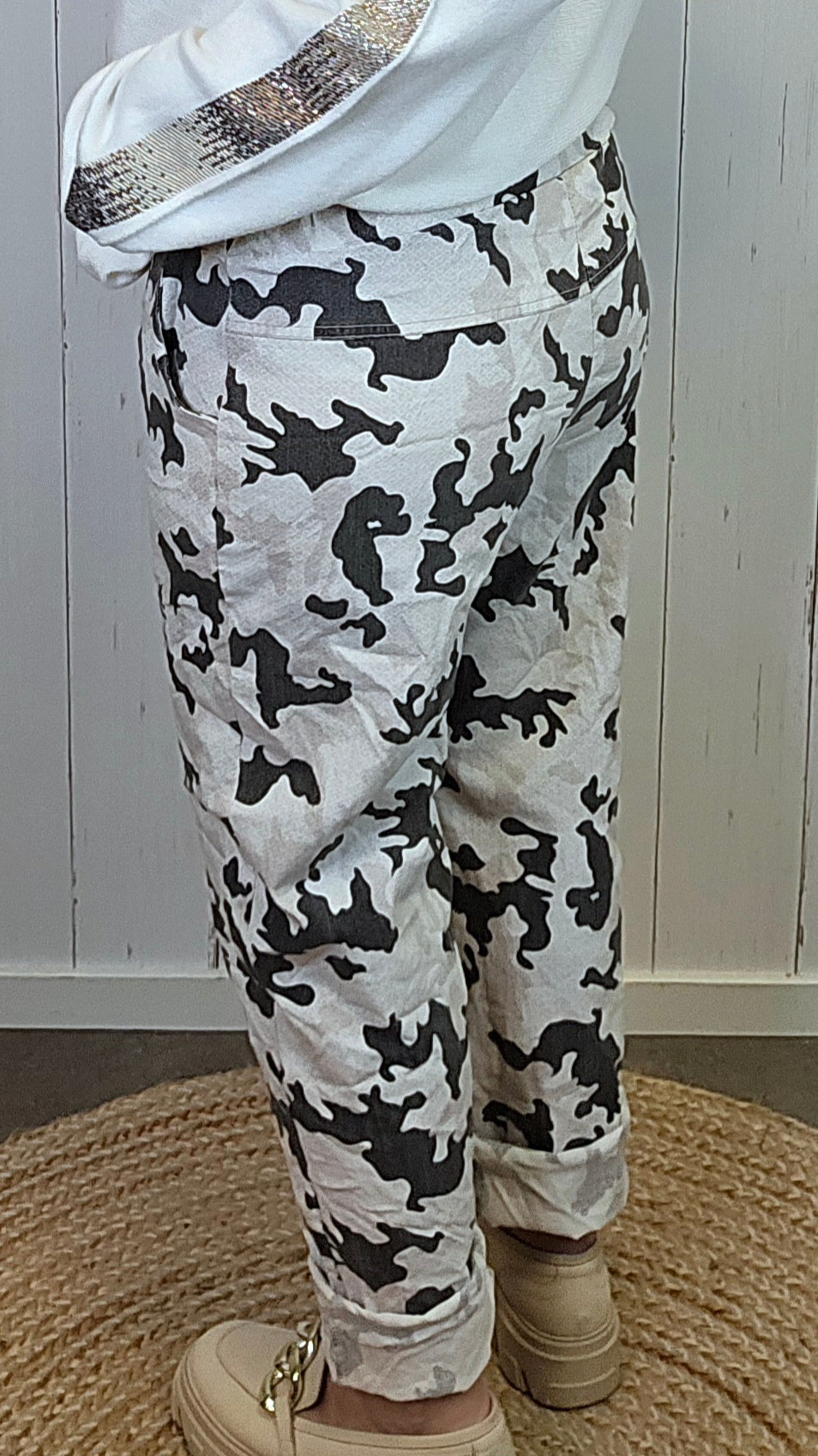 Sofia camo bukse hvit