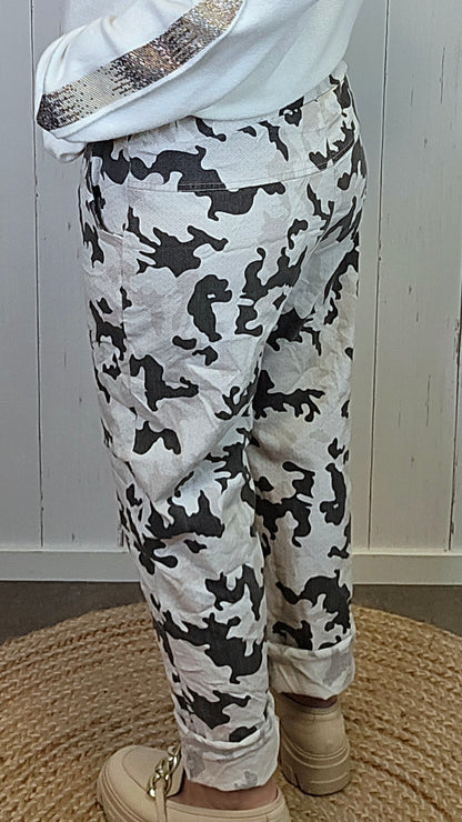 Sofia camo bukse hvit