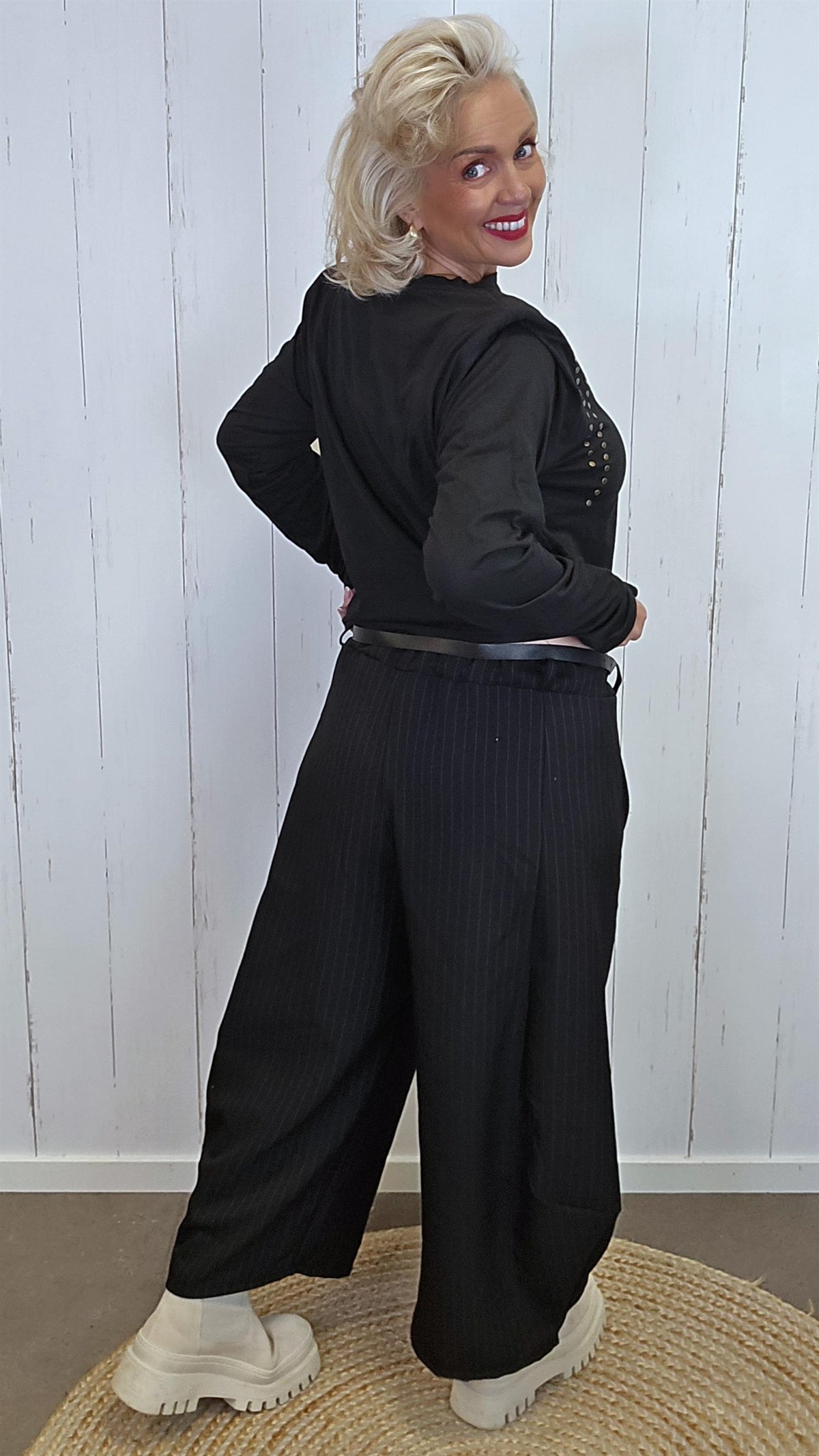 Alba pinstripe dressbukse i barrel-modell