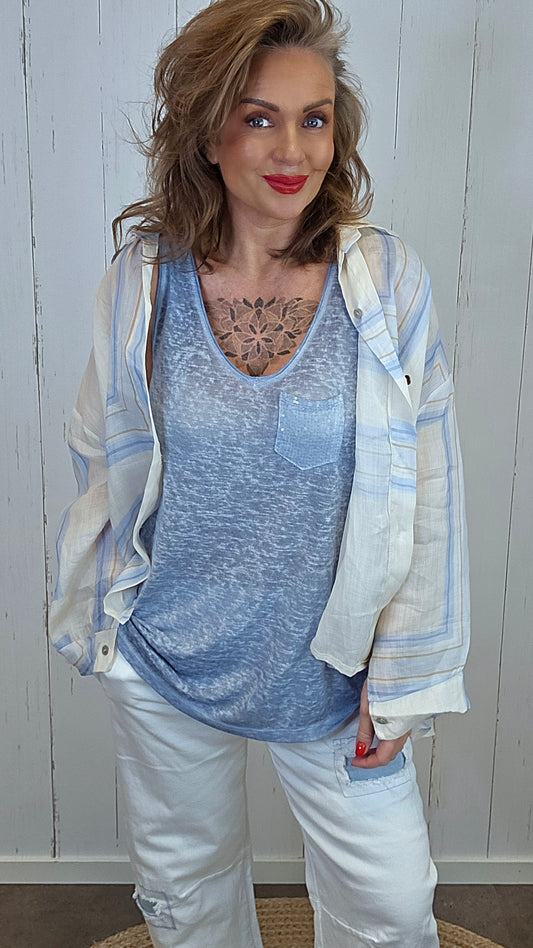 Tracy topp med V-hals blå