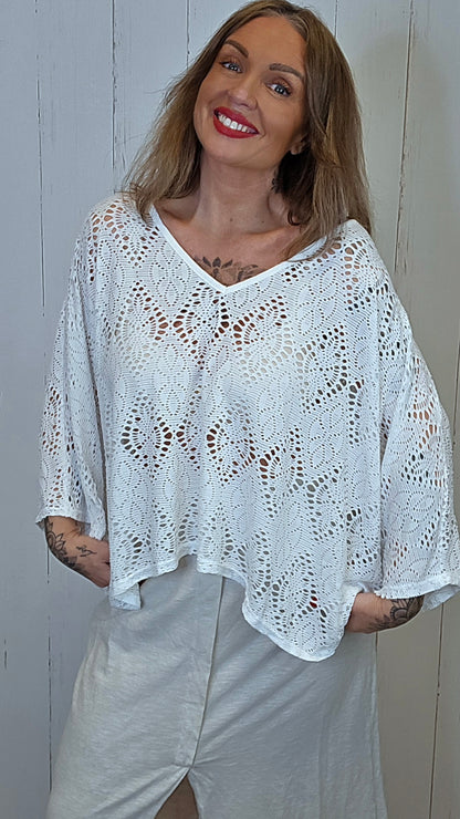 Eline poncho topp blonde Hvit