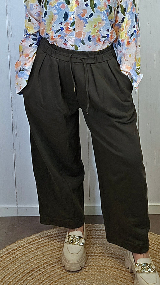 Bomullsbukse mørk olivengrønn