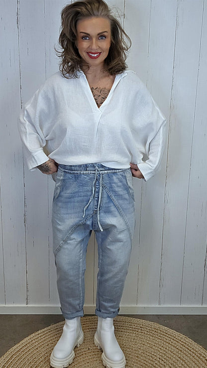 Gina denimlook-bukse