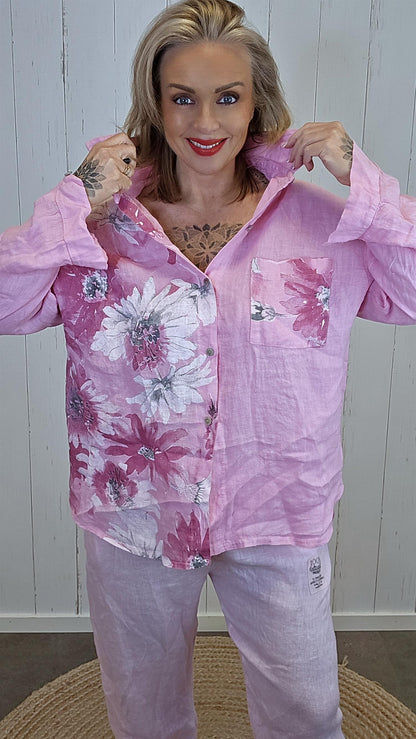 Hanna linkjorte med print rosa