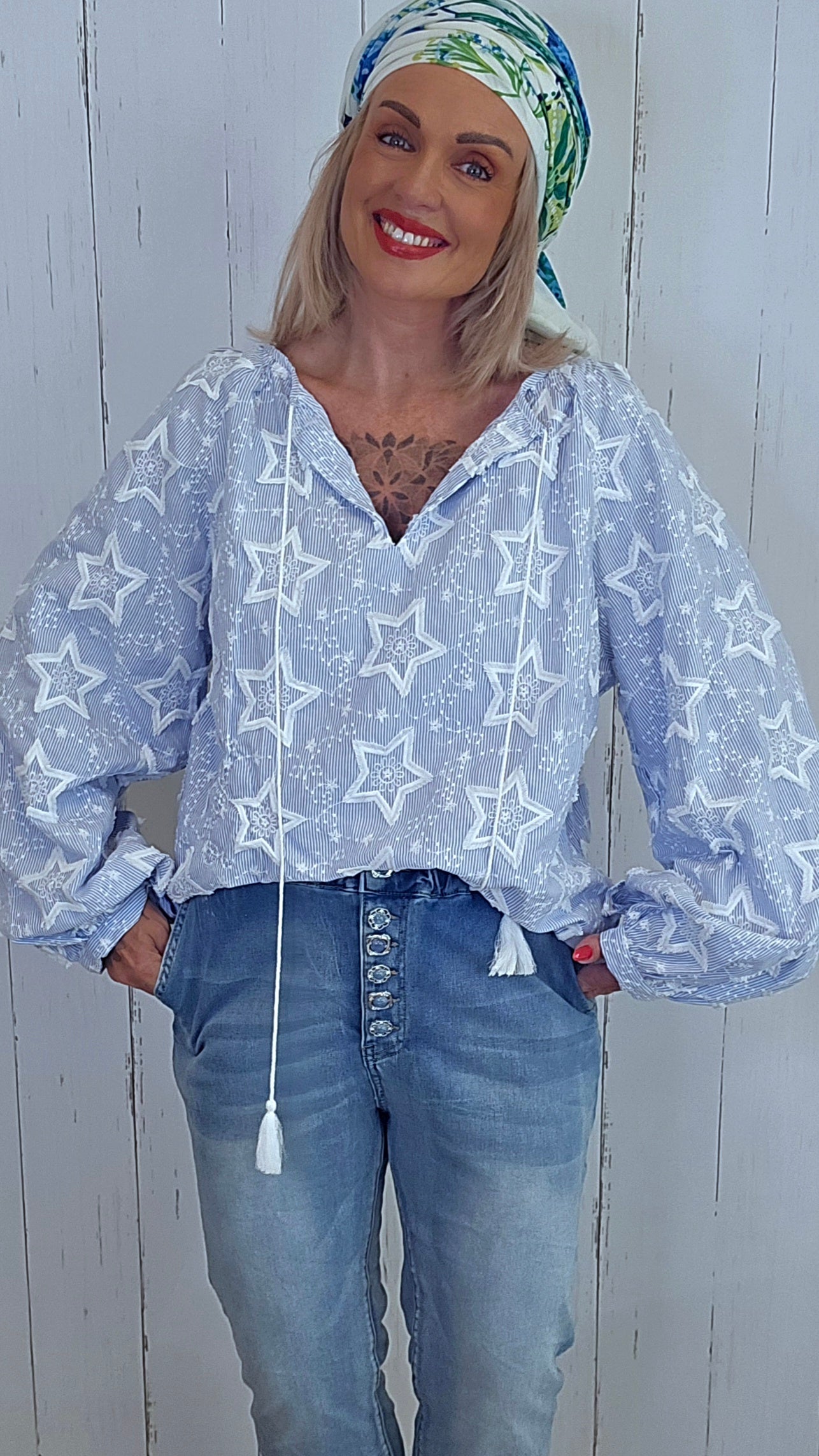 Bluse med stjernemønster