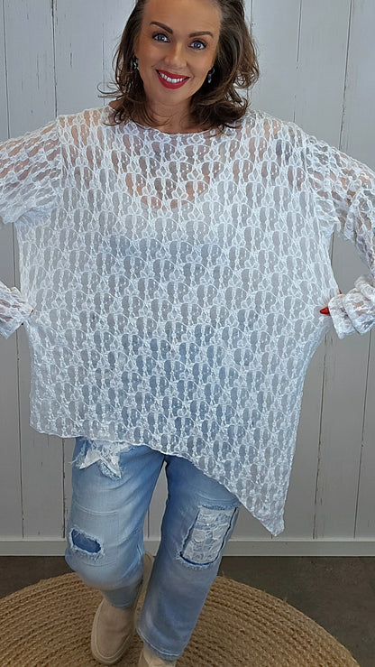 Oline blondetopp hvit