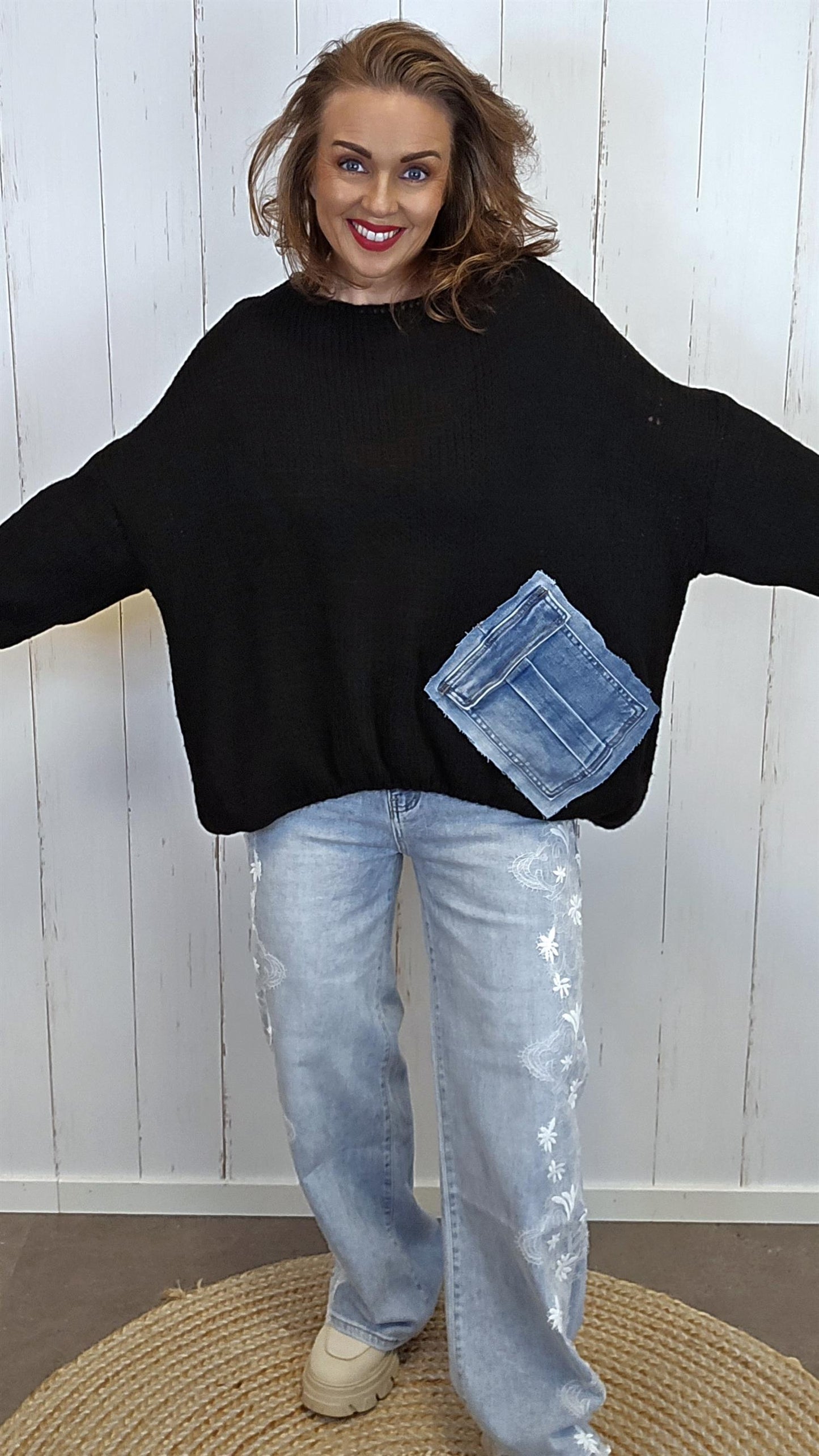 Bella Strikket Genser svart