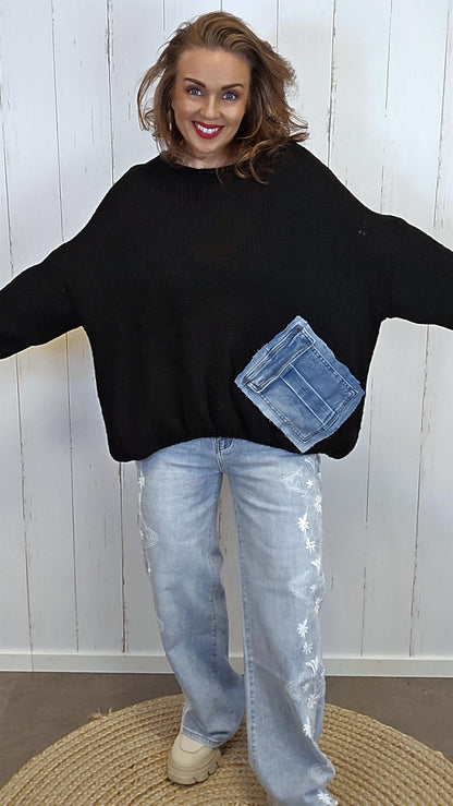 Bella Strikket Genser svart