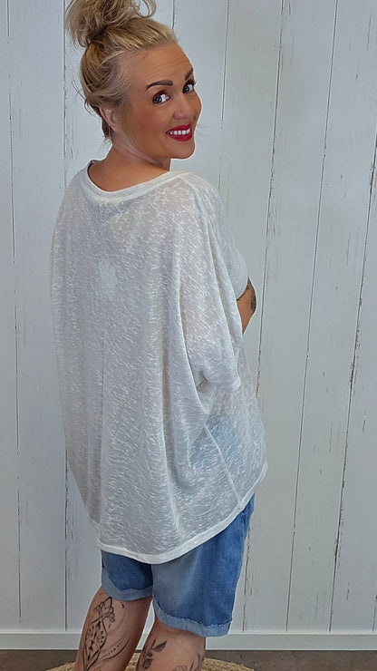 Oversized stjerne topp beige